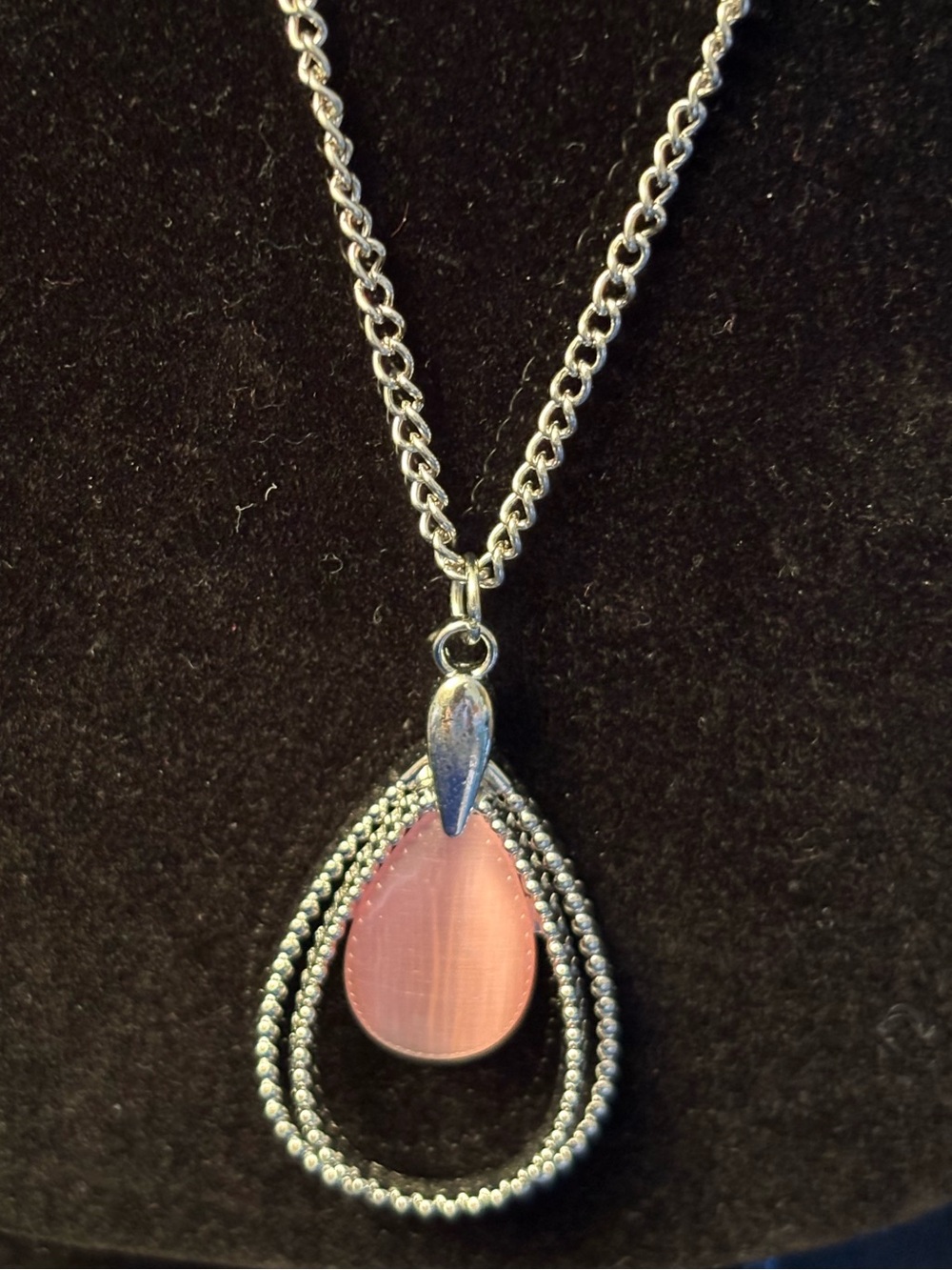 Elegant Pink Teardrop Long Pendant Necklace